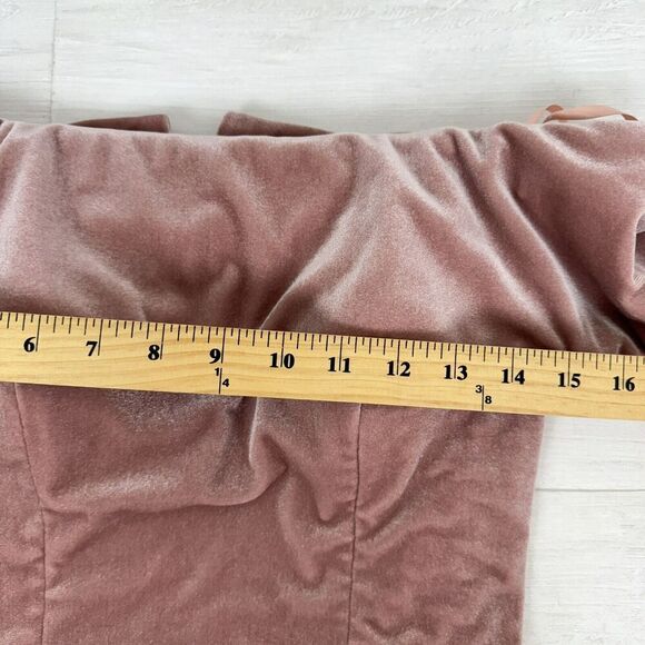 Anthropologie BHLDN Fawn Velvet Maxi Dress Size 4 Rose Pink Off Shoulder Wedding - Picture 12 of 16